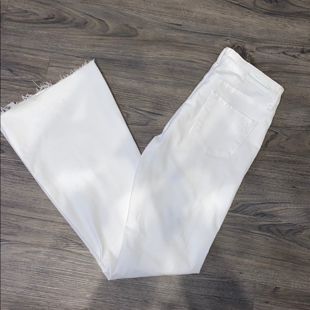 articles of society natural hem white flare jeans